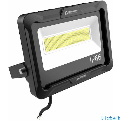 オレンジブック トラスコ中山　TRUSCOグリーンクロス LED投光器 60W 10200LM 耐震 通気弁 新仕様ステー 耐熱素材 LD−F60W 〔品番:6300031410〕[ 注番:4265445]特長●色温5000K昼白色で、自然光に近く明るいのに眩しくない投光器です。●耐熱性が向上しており、連続点灯3時間でもおよそ50度を維持できます。●防水等級IP66で、屋内外問わず使用できます。●通気弁付きで湿気が入りにくく、内部の湿気が溜まりにくいため長寿命につながります。用途●照明に。仕様●明るさ(lm)：10200●消費電力(W)：60●コード長さ(m)：約2●照射角(°)：120●入力電圧(V)：AC85V〜265●周波数：50/60Hz兼用●防水等級：IP66●本体寸法(mm)：231×70×181仕様2材質/仕上●ADC12アルミダイカスト・強化ガラスセット内容/付属品●本体、保証書、取扱説明書注意原産国（名称）中国JANコード4571461862750本体質量2.55kgオレンジブック トラスコ中山　TRUSCOグリーンクロス LED投光器 60W 10200LM 耐震 通気弁 新仕様ステー 耐熱素材 LD−F60W 〔品番:6300031410〕[注番:4265445][本体質量：2.55kg]分類》工事・照明用品》作業灯・照明用品》投光器☆納期情報：オレンジブック掲載以外でメーカー直送品【法人限定＝会社名ご記入お願い致します。】