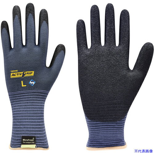 ■トワロン まとめ買い ニトリル背抜き手袋 アクティブグリップ L (10双入) 910L(4323564)