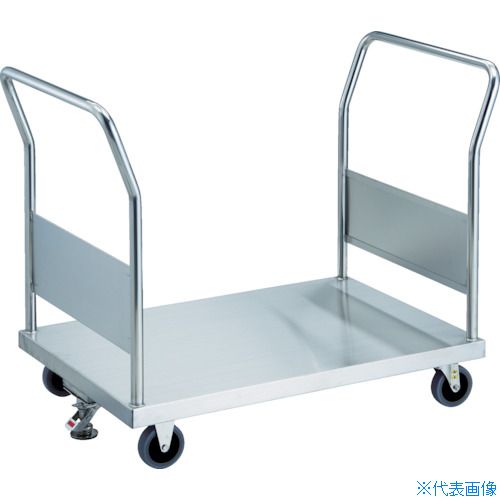 ■TRUSCO ステンレス台車 オールステン両袖台車 800X450 Φ100帯電防止U車輪 ストッパー付 AS3W100TBUS(4351721)[法人限定][直送元]