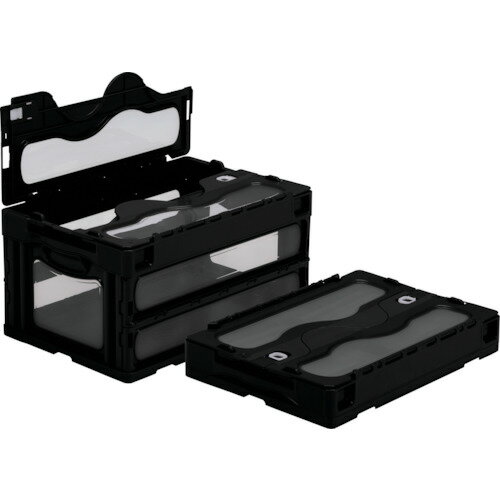 ■サンコー フタ一体型折りたたみコンテナー 559020 マドコンC−40Bブラック SKOC40BBK(4391012)