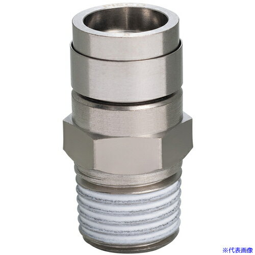 ■PISCO チューブフィッティング ブラスストレート チューブ4 ネジR1/8 ゴムHNBR KC401(4426495)