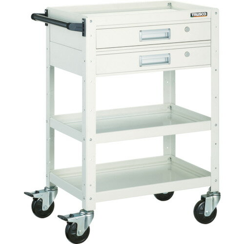 ■TRUSCO ツールワゴン バーディワゴン 750X500 引出付 ホワイト BDW973V2W(4501713)[送料別途見積り][法人・事業所限定]