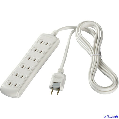 ■BUFFALO 2ピン式電源タップ 6個口タイプ 3m ホワイト BSTAPST2630WH(4526645)
