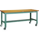 ■TRUSCO 中荷重作業台(300kg)HW型 1800X750XH831 φ100ウレタンキャスター付 グリーン色 HW1800CU100(4544862)...
