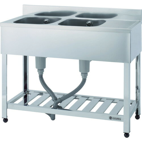 ■アズマ 二槽水切シンク左水槽 1200×600×800 HPM21200L(4552032)[法人限定][直送元]