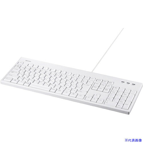 ■バッファロー USB接続 有線フルキーボード 丸洗い対応 ホワイト BSKBU310WHZ(4574666)[送料別途見積り][法人・事業所限定][掲外取寄]