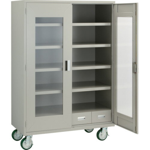 ■TRUSCO スーパーヘビーキャビネット 窓・引出4個付 キャスター付 SHC604MC4SA(4614267)[法人限定][直..
