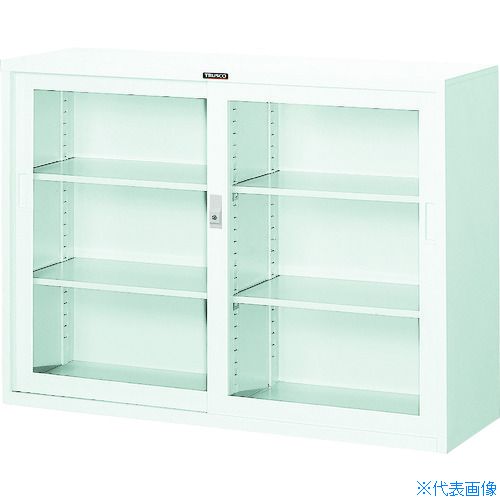 ■TRUSCO スタンダード書庫(D400) ガラス引違 1200XH880 W色 W304G(4627491)[法人限定][直送元]