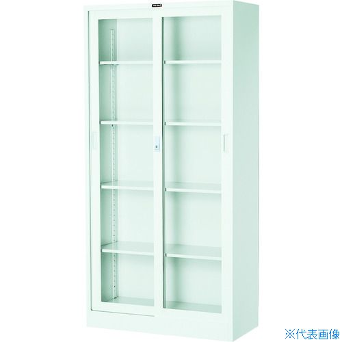 ■TRUSCO スタンダード書庫(D400) ガラス引違 880XH1790 W色 W603G(4627580)[法人限...