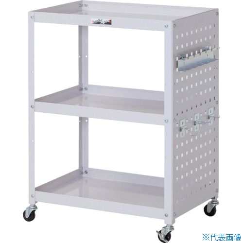 ■ヤマテック コンビニワゴン 片面パネル・フック付き3段タイプW600×D400×H810mm パールピンク WCP3P(46..