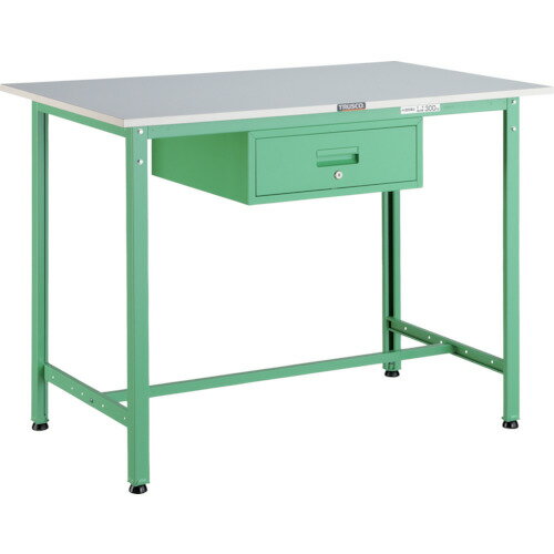 ■TRUSCO 軽荷重立作業台(300kg)HAE型 900X600XH900 1段引出付 ヤンググリーン色 HRAE0960F1YG(4670060)[法人・事業所限定][直送元]
