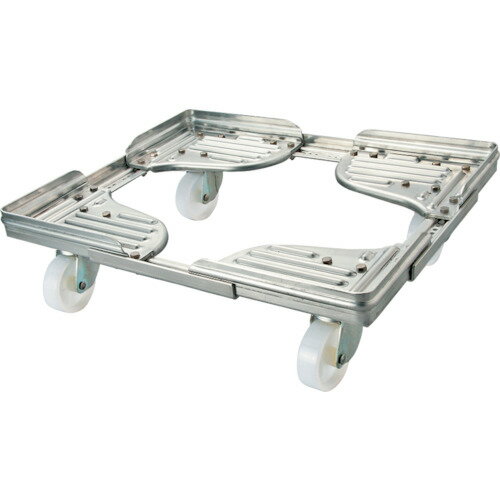 オレンジブック トラスコ中山　TRUSCOルート コンテナ台車 ルートボーイ602AL型(アルミ) 最大510×510 〔品番:602AL05〕[ 注番:4676378]特長●アルミ製の伸縮キャリーです。●枠内は10mmピッチで寸法の調整が...