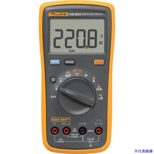 オレンジブック トラスコ中山　TRUSCOFLUKE デジタルマルチメーター 15B MAX 〔品番:15BMAX〕[ 注番:4722907]特長●直流電圧、交流電圧のデジタルマルチメーターです。仕様●直流電圧(V)：1000●交流電圧(V)：1000●直流電流(A)：10●交流電流(A)：10●検波方式：平均値整流(MEAN)●直流電流(mA)：40.00mA/400.0mA/●交流電流(mA)：40.00mA/4000.0mA/●電源(V)：単3電地×2●幅(mm)：91●奥行(mm)：49.5●高さ(mm)：183仕様2●直流電圧600mV〜1000V/交流電圧600mV〜1000V/直流電流400μA〜10.00A/交流電流400μA〜10.00A/抵抗400Ω〜40MΩ/静電容量40nF〜2000μF●最大表示：6000カウント●バックライトあり●17B MAXのみ：周波数および温度測定（Kタイプ熱対）が可能 材質/仕上セット内容/付属品注意原産国（名称）中国JANコード本体質量460gオレンジブック トラスコ中山　TRUSCOFLUKE デジタルマルチメーター 15B MAX 〔品番:15BMAX〕[注番:4722907][本体質量：460g]《包装時基本サイズ：240×155×65》〔包装時質量：702g〕分類》測定・計測用品》工業用計測機器》マルチメーター☆納期情報：仕入れ先通常在庫品 (欠品の場合有り)