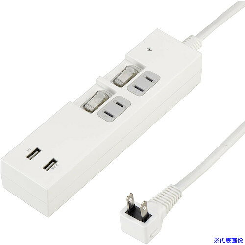 ■YAZAWA 個別スイッチ付2AC2USB3.4A2mホ�