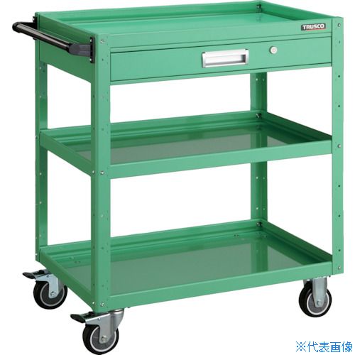 ■TRUSCO ツールワゴン イーグルワゴン 600×400×H740 引出付 ウレタン車輪 ヤンググリーン EGW763VUYG(4749057)