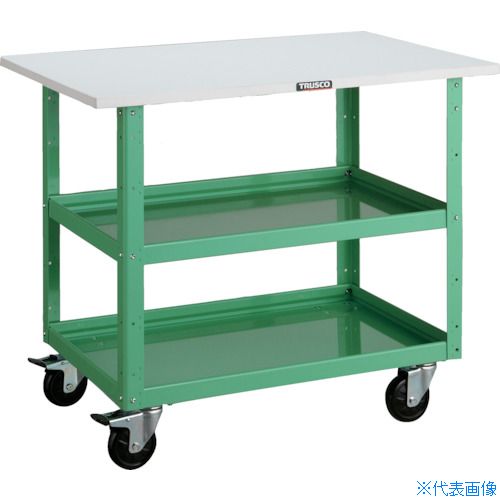 ■TRUSCO ツールワゴン バーディワゴン 750X500 天板付 ヤンググリーン BDW772TYG(4749723)