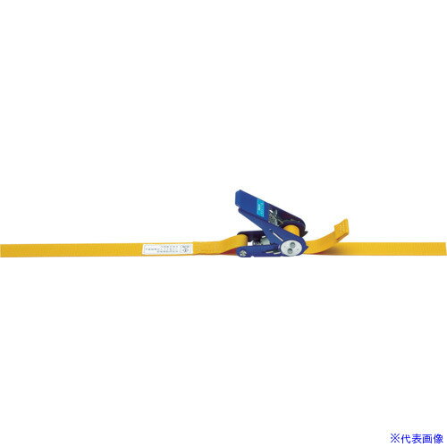 ■KITO ベルトラッシング ラチェットバックル式 50mm幅 破断荷重30kN 最大使用力7.5kN 両端シボリ縫製タイプ 巻取側5m BLR030ET010ET050(4853776)