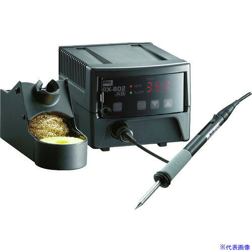 オレンジブック トラスコ中山　TRUSCOグット 鉛フリー用温調はんだこてD表示 〔品番:RX802AS〕[ 注番:4854527]特長●電源投入後、約6秒で使用可能です。（350℃設定時）●空焼きを防止するスリープ機能を内蔵しています。●小型高出力ヒーター（72W）で優れた熱回復力があります。●見やすいデジタル温度表示です。仕様●電源(V)：AC100●消費電力(W)：80●ヒーター容量(W)：72●付属コテ先：なし●幅(mm)：115●奥行(mm)：146●高さ(mm)：98●設定温度(℃)：50〜450●鉛フリーはんだ対応：〇●コテ部コード長さ(m)：1.2●絶縁抵抗：100MΩ以上●色：黒●定格電圧(V)：100●適合コテ部：RX-72GAS●電源コード長さ(m)：1.2(アースピンプラグ付3芯コード)●制御温度(℃)：50〜450仕様2●温度精度：設定値±5℃(無負荷時)●アース抵抗：2Ω以下●リーク電圧：2mV未満●特殊ニクロムヒーター材質/仕上セット内容/付属品●ステーション本体、コテ部(RX-80GAS)、コテ台注意●コテ先は別売です。原産国（名称）日本JANコード4975205031233本体質量1.8kgオレンジブック トラスコ中山　TRUSCOグット 鉛フリー用温調はんだこてD表示 〔品番:RX802AS〕[注番:4854527][本体質量：1.8kg]《包装時基本サイズ：130×130×120》〔包装時質量：2850g〕分類》電子機器》はんだ用品》ステーション型はんだこて☆納期情報：仕入れ先通常在庫品 (欠品の場合有り)