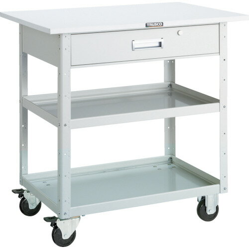 ■TRUSCO ツールワゴン イーグルワゴン 750X500 天板 深型1段引出付 ホワイト EGW972TYW(4878493)[送料..