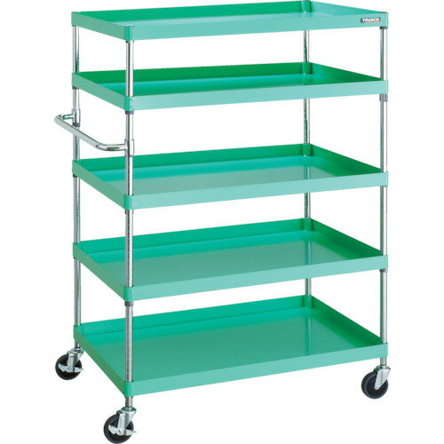 ■TRUSCO ツールワゴン フェニックスワゴン 省音 1000X650XH1500 5段 ヤンググリーン PEW15105YG(4882130)