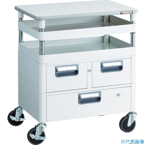 ■TRUSCO ツールワゴン フェニックスワゴン 抗菌 省音 600X400XH740 引出 天板付 ホ...