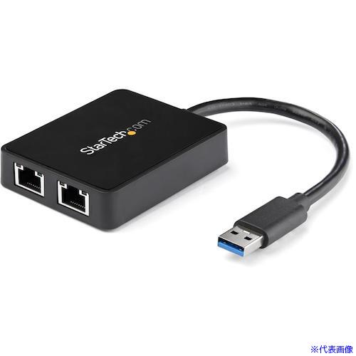 ■StarTech LANアダプター/USB 3.0/2x RJ45/10/100/1000 Mbps/ブラック USB32000SPT...
