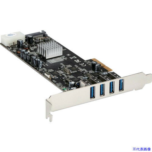 ■StarTech USB増設カード/PCIe 2.0 − 4x USB−A/5Gbps/SATA・LP4電源 PEXUSB3S44V(4975444)