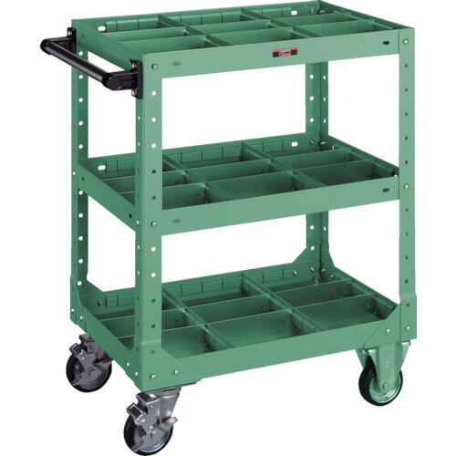 ■TRUSCO SR型ワゴン 600X400XH795 仕切板付 緑 SR3P(GN)(5016363)[法人限定][直送元]