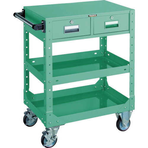 ■TRUSCO SR型ワゴン 600×400×H800 引出付 グリーン 緑 SR3F(GN)(5016479)[送料別途お見積り][法人限定]