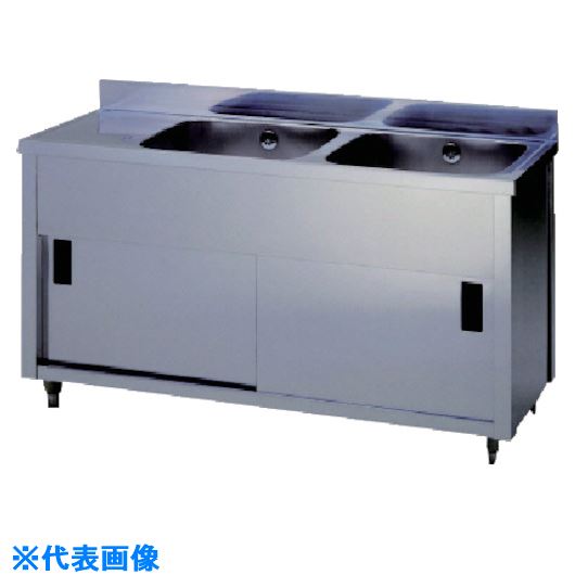■アズマ 二槽水切キャビネットシンク左水槽 1500×450×800 APM21500KL(5106761)[法人・事業所限定][外直送元]