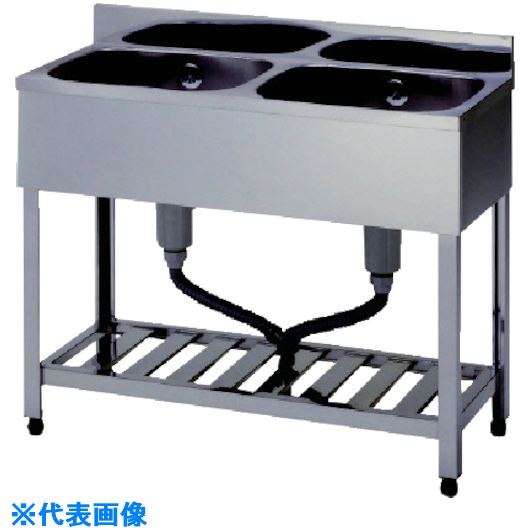 ■アズマ 二槽シンクBG無ホース付 1500×600×800 HPC21500(5110149)[法人限定][外直送元]