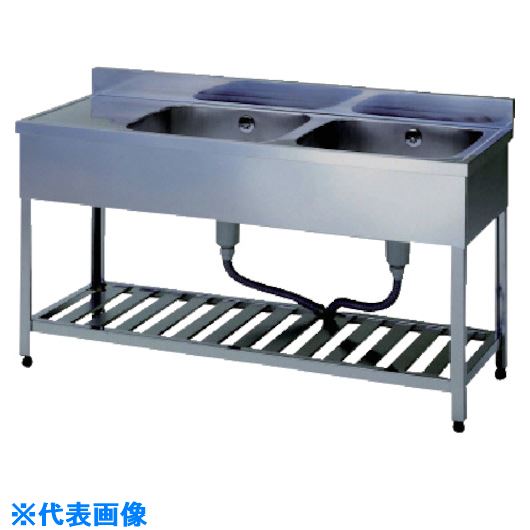 ■アズマ 二槽水切シンク右水槽 1800×450×800 KPM21800R(5111706)[法人・事業所限定][直送元]