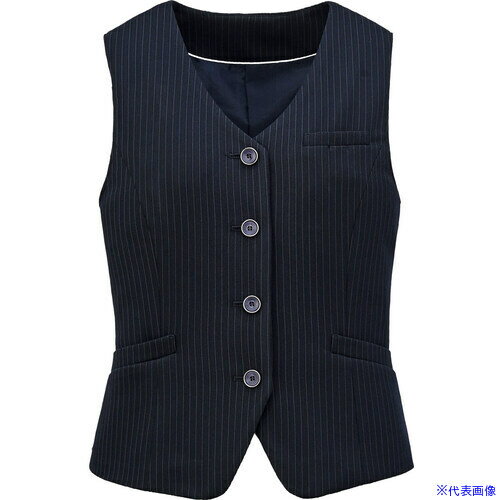 ■GROW オルタニット・ストライプベスト紺系11 GVEL1952K611(5219201)[送料別途お見積り][法人限定][掲外取寄]