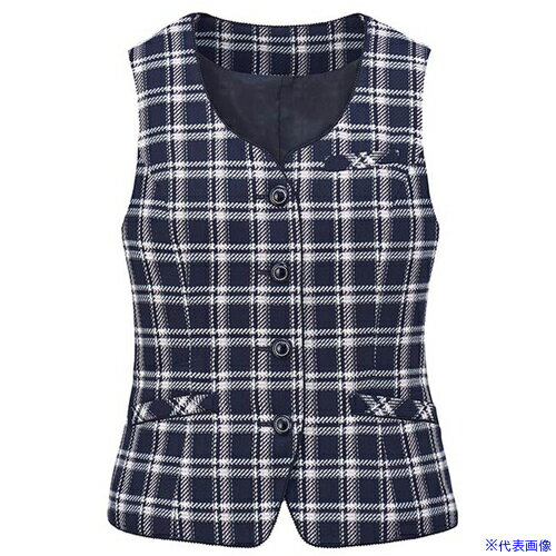 ■GROW ティアラ・チェックベスト紺系19 GVEL1962K519(5222468)[送料別途お見積り][法人限定][掲外取寄]