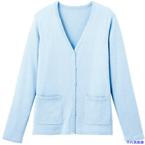 ■GROW カーディガン レディース ニット Vネック 事務服 ブルー LL GKNL1351K1LL(5264665)[送料別途お見積り][法人限定][掲外取寄](4.0)