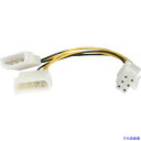 ■StarTech PC電源ケーブル/LP4 - PCIe電源変換/15cm/4 - 6ピン/オス-オス LP4PCIEXADAP(5374253)