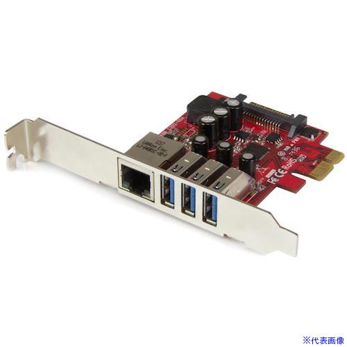■スターテック USB増設 PCIeカード/3x USB-A + GbE/5Gbps/SATA電源/インターフェースボード PEXUSB3S3GE(5398528)