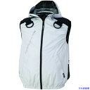 ■XEBEC 空調服遮熱ハーネスベスト(フード付き)XE98106−22−S シルバーグレー XE9810622S(5495244)[送...