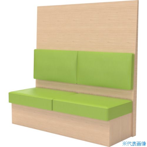 ■TRUSCO ミーティングベンチシングル H1500XW1200XD575木目ナチュラル 生地レザーグリーン MBS54NLGR(5..