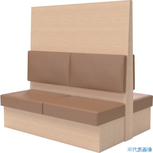 ■TRUSCO ミーティングベンチダブル H1800XW1200XD1150木目ナチュラル 生地レザーブラウン MBW64NLBR(5574012)[送料別途お見積り][法人限定][直送]