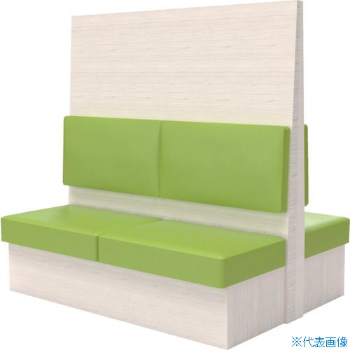 ■TRUSCO ミーティングベンチダブル H1800XW1800XD960木目ホワイト 生地レザーグリーン MBW66WLGR(5574026)[送料別途お見積り][法人限定][直送]