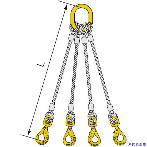 ■コンドーテック 4点吊JISロック止ワイヤ φ9×1.5M HJK・HMG 05224KGJK091S5(5871544)[送料別途お見積り..