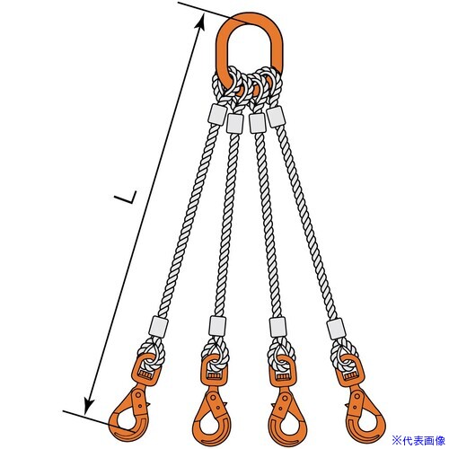 ■コンドーテック 4点吊JISロック止ワイヤ φ9×1M WLHW・M8W 05224PMPW091(5893114)[送料別途お見積り][法人限定][外直送]