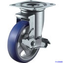 ■ユーエイ プレート式 自在 キャスター プレミアムウレタン 車輪径100mm ストッパー付き PMタイプ PMS-DS型 取付寸法74×74(67×67) P...