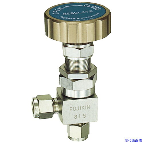 オレンジブック トラスコ中山　TRUSCOFujikin SUS鋼製ニードルバルブ 4.9MPa FUE−05 FINE series PURE 〔品番:FUE056.35〕[ 注番:6093515]特長●接液部禁油（グランド部外ネジ構造）。●流量調整が可能です。●コンパクト●パネルマウント可能。用途●各種ガスライン、液ラインの流量調整用仕様●呼び径A：F900継手6.35mm●全長(mm)：30.5●高さ(mm)：73●ハンドル径D(mm)：40●最高許容圧力(MPa)：4.9●使用温度範囲(℃)：-10〜150仕様2●ニードルバルブ●2圧縮リング式●手動●アングル材質/仕上●ステンレス鋼製　　ボディ材質：SUS316Lセット内容/付属品注意原産国（名称）日本JANコード本体質量230gオレンジブック トラスコ中山　TRUSCOFujikin SUS鋼製ニードルバルブ 4.9MPa FUE−05 FINE series PURE 〔品番:FUE056.35〕[注番:6093515][本体質量：230g]《包装時基本サイズ：105×55×55》〔包装時質量：250g〕分類》工事・照明用品》管工機材》バルブ☆納期情報：オレンジブック掲載以外でメーカー直送品【法人限定＝会社名ご記入お願い致します。】