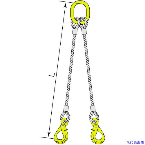 ■コンドーテック マーテック金物付JISロック止ワイヤ 2点吊 BK ロッキングフック φ18×3M MFA-1310・BK-10 05222MABK183(6124242)[送料別途見積り][法人・事業所限定][外直送]