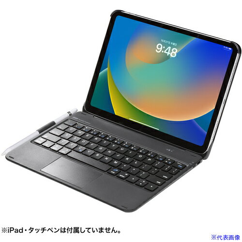 ■SANWA 10.9インチiPad専用ケース付きキーボード タッチパッド内蔵 SKBBTIPAD3BK(6163397)[法人限定][外直送元]
