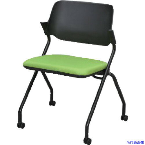 ■アールエフヤマカワ SYネスティングチェア ブラック 肘無し ファブリック リーフグリーン RFCSYBFLG(6..