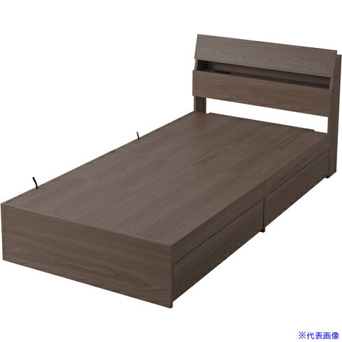 ■IRIS 105899 収納付きベッド シングル ウォールナット STBSSWN(6530414)[法人限定][外直送元]