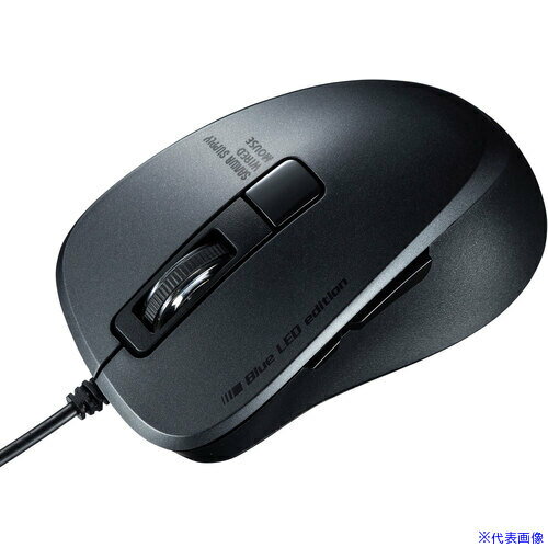 ■SANWA 有線Type−CブルーLEDマウス(5ボタン・静音タイプ) MABLC156BK(6573033)[送料別途お見積り][法人限定][掲外取寄]